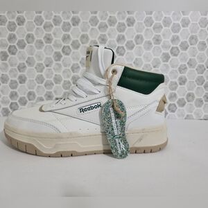 Reebok Women's Tech Geo Classic Hi High Top Sneaker Alabaster/Dark Green Size 8